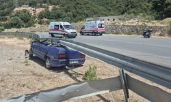 Otomobil çelik bariyerin altına girdi, sürücü kazayı hafif yaralı atlattı