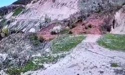 Tokat'ta heyelan güvenlik kamerasına yansıdı