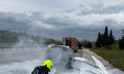 Yanan araca itfaiye müdahale etti