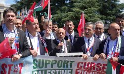HAK-İŞ, BM Cenevre Ofisi önünde Filistin'e destek gösterisi düzenledi