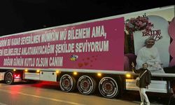 (Özel) Eşinin doğum günü için 25 metrelik tırı kapladı
