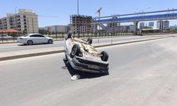 Takla atan otomobilin sürücüsü yaralandı