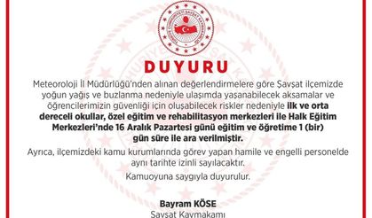 İki ilçede hava koşulları nedeniyle eğitime ara verildi