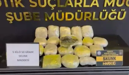 Osmaniye’de durdurulan araçtan 5 kilo skunk çıktı