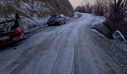 Gizli buzlanma iki ayrı kazaya neden oldu: 2 yaralı