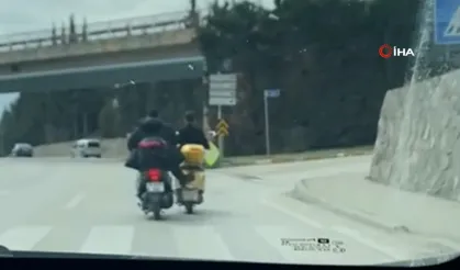 Cip ve motosikletlilerin tehlikeli yolculukları kamerada