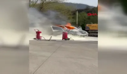 Osmaniye’de park halindeki otomobil alev aldı