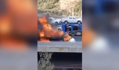 Osmaniye'de seyir halindeki kamyonet alev alev yandı