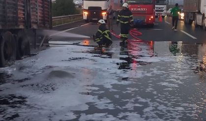Gübre yüklü tırda yangın çıktı