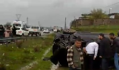 Takla atan otomobilde 5 kişi yaralandı