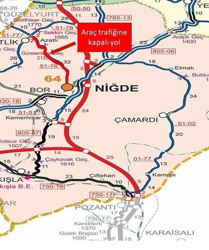 Kar ve tipi nedeniyle Niğde'de iki yol trafiğe kapatıldı