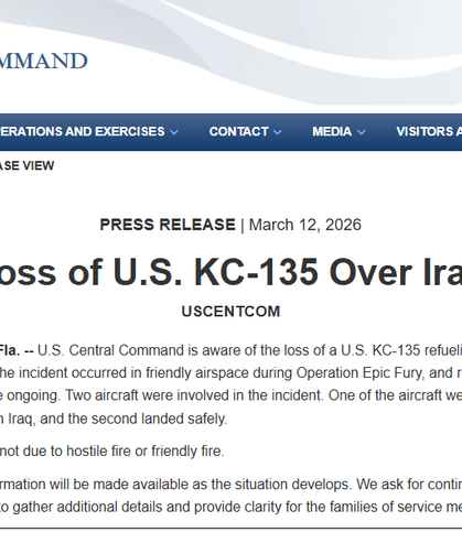 ABD ordusu, KC-135 tipi yakıt ikmal uçağının Irak'ta düştüğünü açıkladı