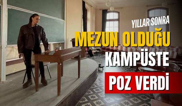 Fahriye Evcen, Boğaziçi Üniversitesi'nde poz verdi