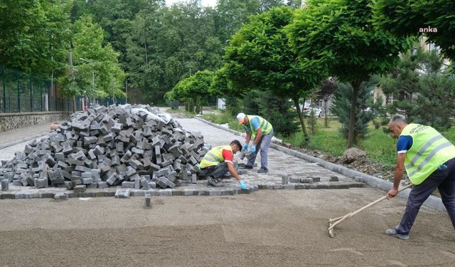 Giresun Belediyesi'nden yeni yerleşim yerinde parke yol çalışması