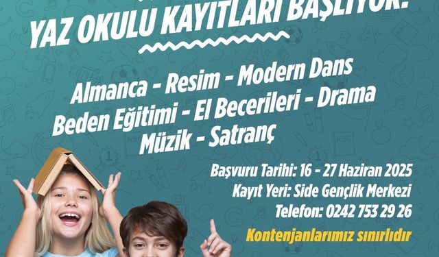 Manavgat Belediyesi yaz okulu kayıtları başlıyor