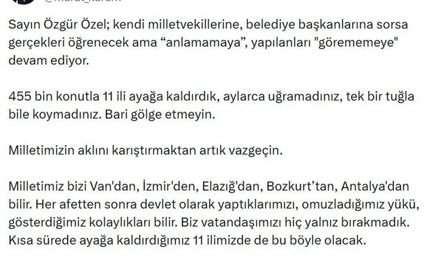 Bakan Kurum: 'Tek bir tuğla bile koymadınız, bari gölge etmeyin'