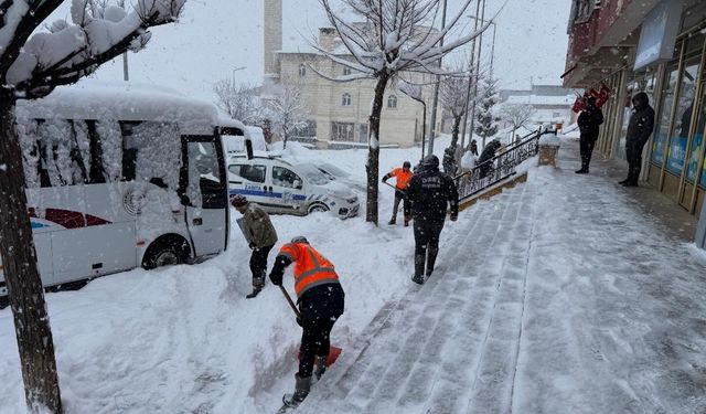 Bayburt'un Demirözü ve Aydıntepe ilçelerinde kar temizliği yapılıyor