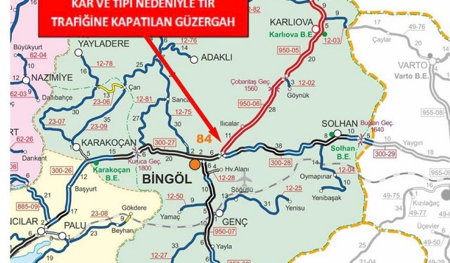 Bingöl-Erzurum karayolu tır trafiğine kapatıldı