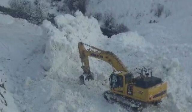 Erzincan'da köy yoluna çığ geldi