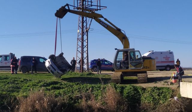 Keşan'da sulama kanalına düşen otomobilin sürücüsü hayatını kaybetti