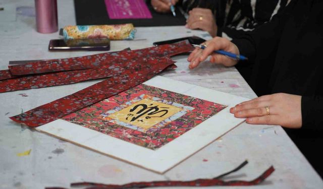 Muş'ta şehit yakınları ve gazilere yönelik ebru kursu yoğun ilgi gördü