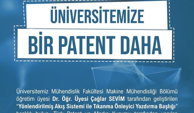 Niğde Ömer Halisdemir Üniversitesi bir patent daha aldı