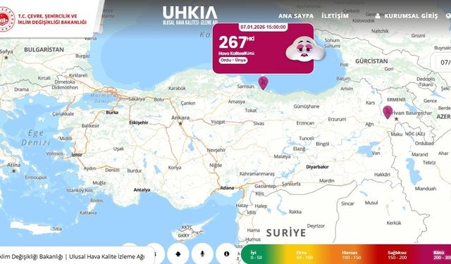 Türkiye'de en kirli hava Ünye'de ölçüldü