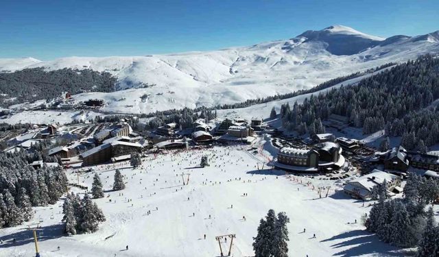 Uludağ'da sömestr yoğunluğu drone görüntülerine yansıdı