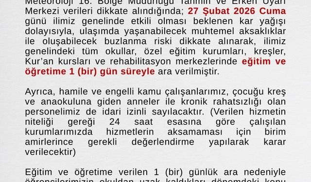 Ağrı'da eğitime kar engeli