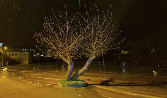 Bartın'da sağanak ve dolu yağışı ırmağı taşırdı
