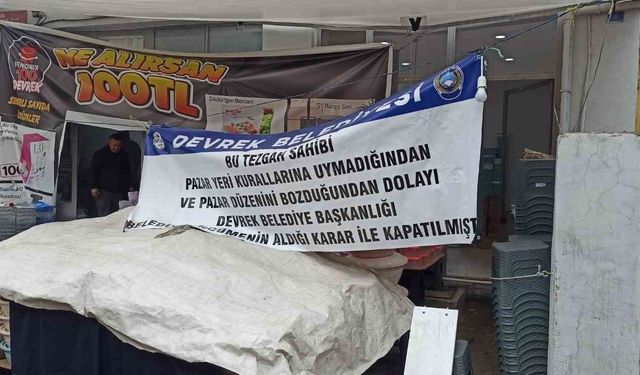 Devrek'te kurallara uymayan pazarcı esnafının tezgahı kapatıldı