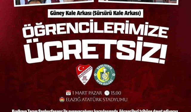 Elazığspor'dan 17 Yaş altı taraftarlara ücretsiz bilet