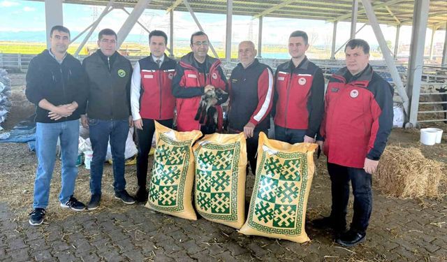 Ezine'de taşkından etkilenen yetiştiricilere yem desteği