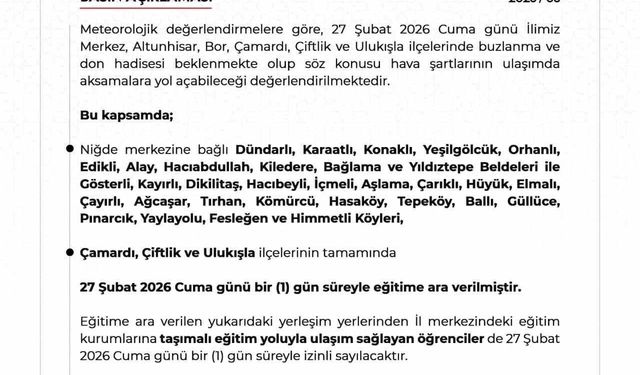 Niğde'de bazı okullarda eğitime ara verildi