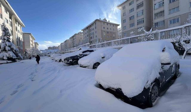 Van'da kış mevsiminin son günlerinde kar bereketi