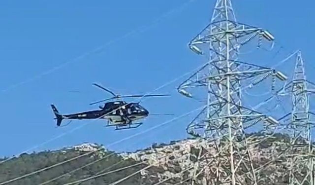 Bodrum'da yüksek gerilim hatları helikopterle temizlendi
