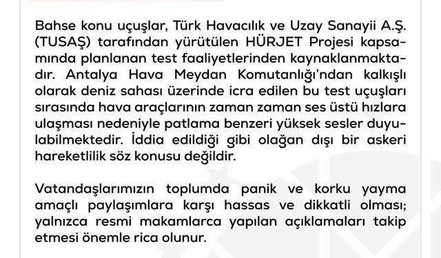 DMM'den 'Antalya'da Türk F-16 savaş uçaklarının yoğun uçuş yaptığı' iddiasına yalanlama