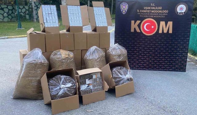 Uşak'ta çok sayıda kaçak makaron ve tütün ele geçirildi