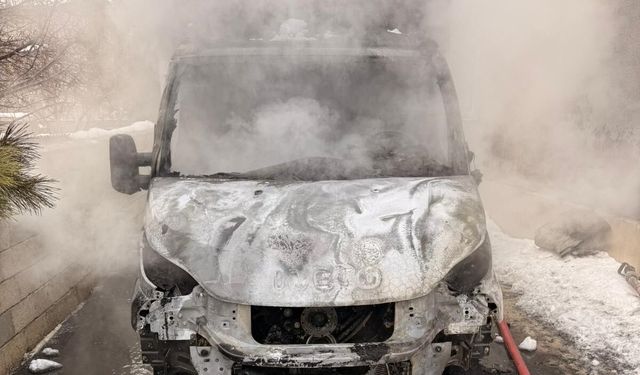 Van'da park halindeki kamyonet yandı