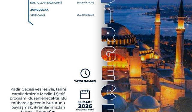 Zonguldak Yeni Camii'nde Kadir Gecesi'nin manevi iklimi dualarla yaşanacak