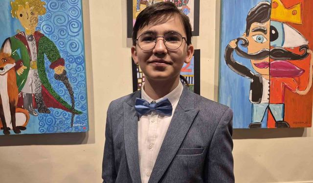 12 yaşındaki Egemen'in resim sergisi