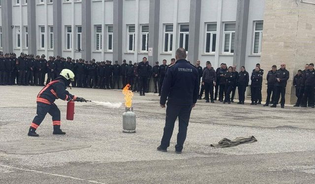 Bayburt POMEM'de yangın tatbikatı yapıldı