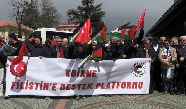 Edirne'de Filistin'e destek gösterisi