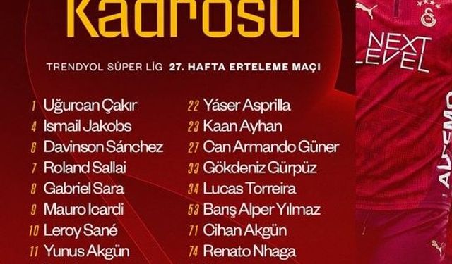Galatasaray'ın, Göztepe maçı kamp kadrosu belli oldu