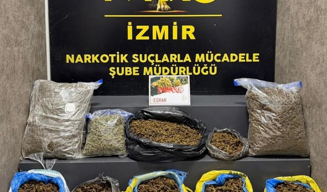 İzmir'de 16 kilo 550 gram esrar ele geçirildi