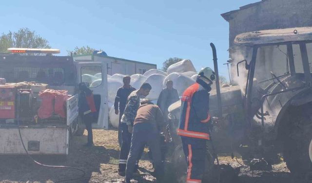 Keşan'da traktörde yangın
