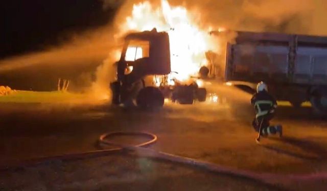 Mardin'de tırda yangın