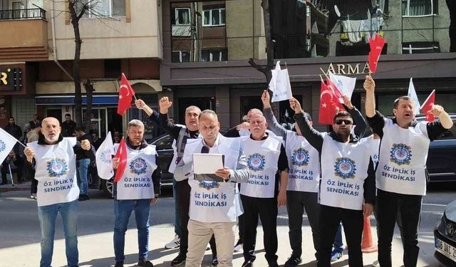 Öz İplik İş'ten Ar Leder önünde basın açıklaması