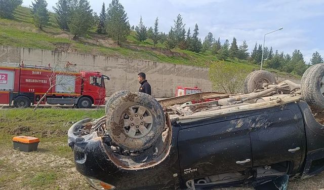 Siirt'te kontrolden çıkan araç takla attı: 1 yaralı