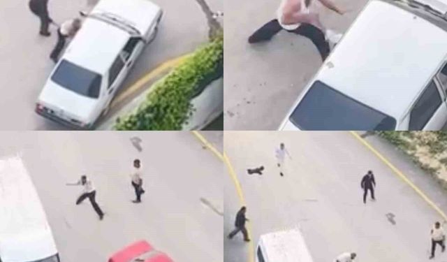 Taşlarla araçlara saldırdılar: Kavga anları kamerada